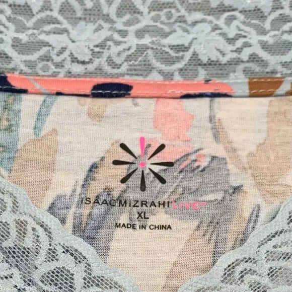 Cottagecore Floral Night Gown Size XL Blue Soft Knit Lace Trim Sleepwear - Picture 4 of 6